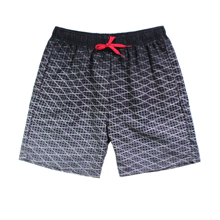 Plus Size Shorts Men Beach Pajamas Diagonal Plaid Gradient Ramp Printing Customized Beach Shorts