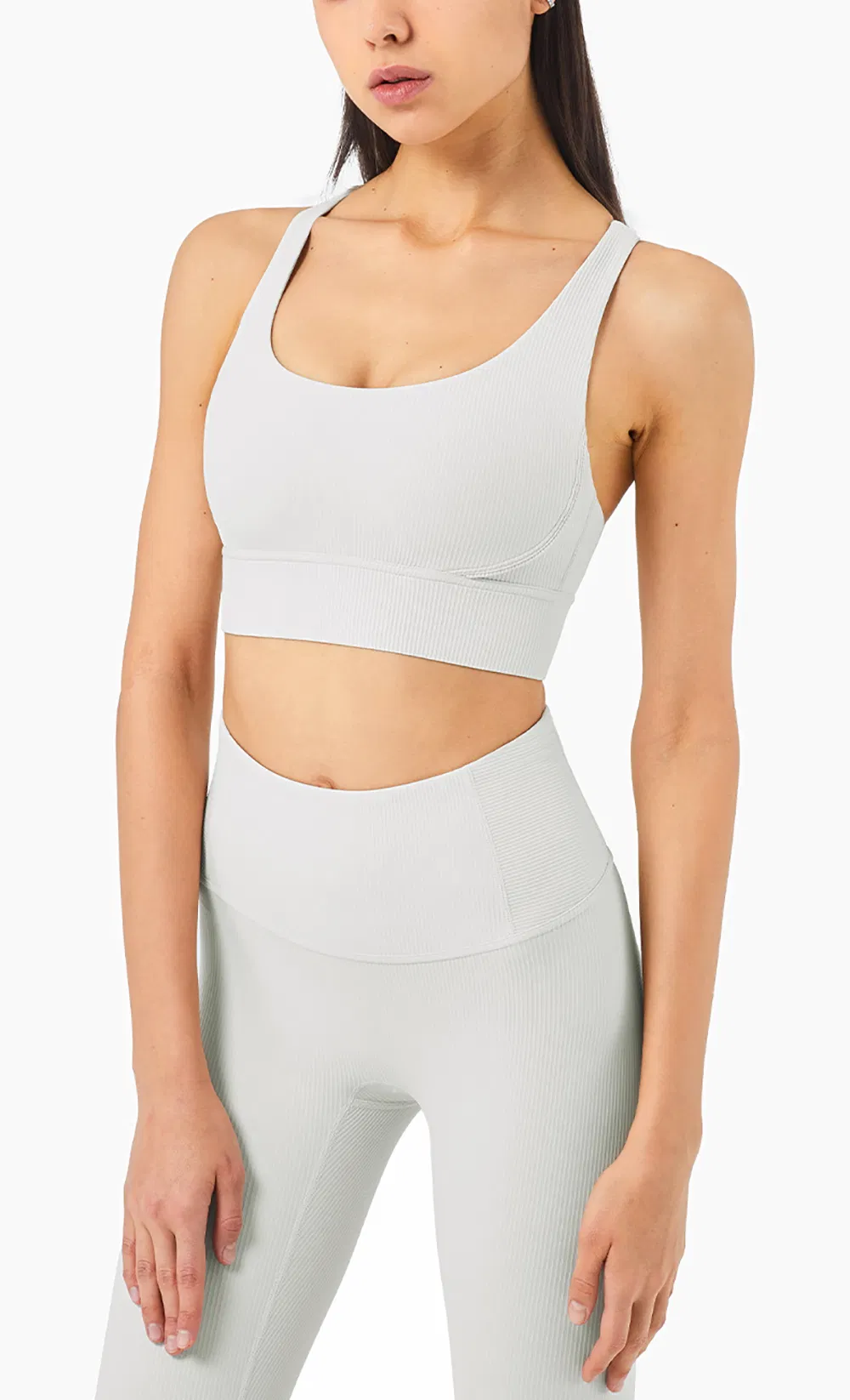 Ribbed Nude Beauty Back Cross Sports Bra Running Fitness Vest Yoga Underwear