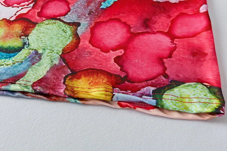 Spring Summer New Ladies Short Sleeve Ink Spot Printing Dress