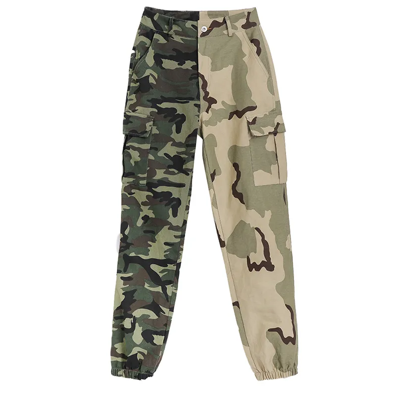 Summer Casual Ladies Overall Trouser Camouflage Printed Long Women Cargo Pant Plus Size