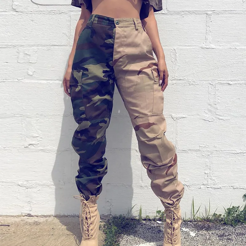 Summer Casual Ladies Overall Trouser Camouflage Printed Long Women Cargo Pant Plus Size