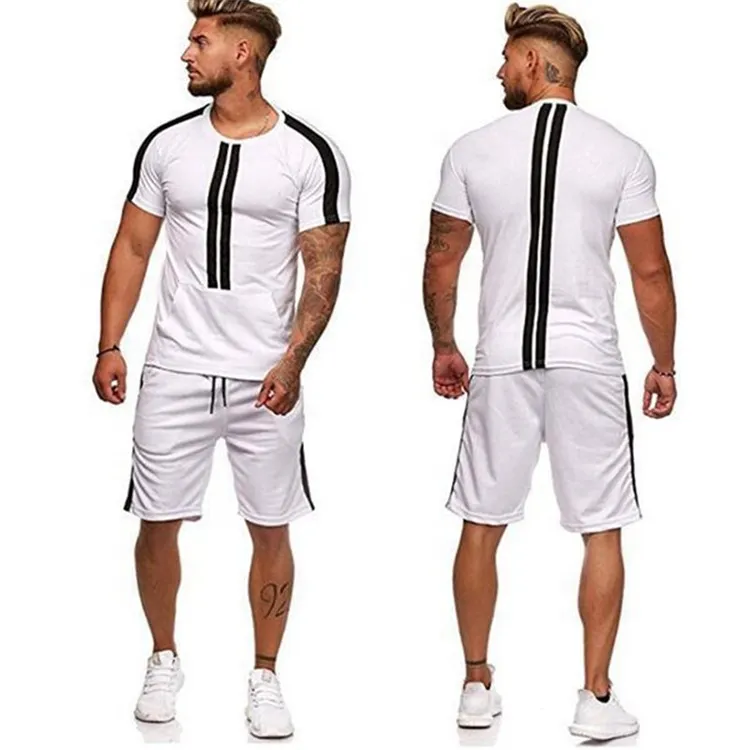 Summer Fashion Stripes Two-Piece Outdoor Sports Tracksuit Sets