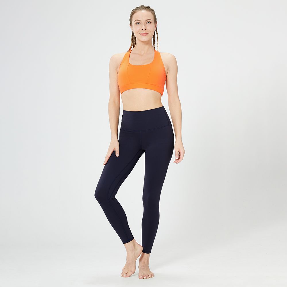 Top Fashionable Orange Yoga Suit Black Nylon Materials