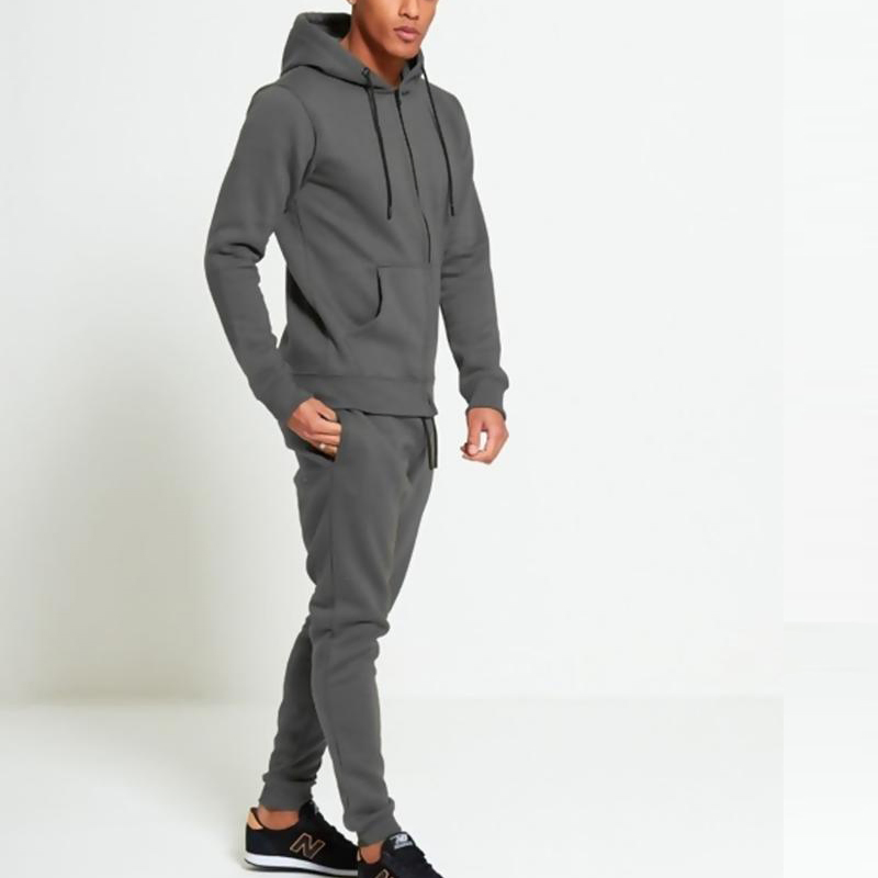Top Selling Custom Your Logo Sweat- Wicking Solid Color Full Zipper Men Sports Tracksuit