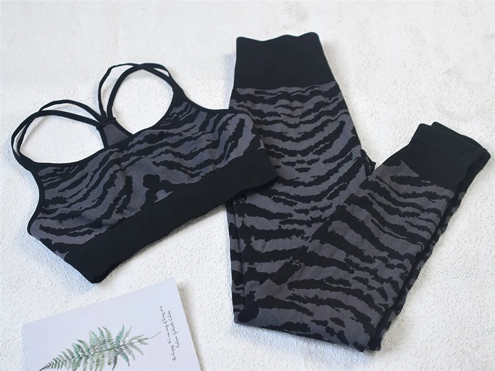 Two Piece Outfits Camouflage Yoga Set Sports Suit Gym Fitness Clothing Yoga Wear