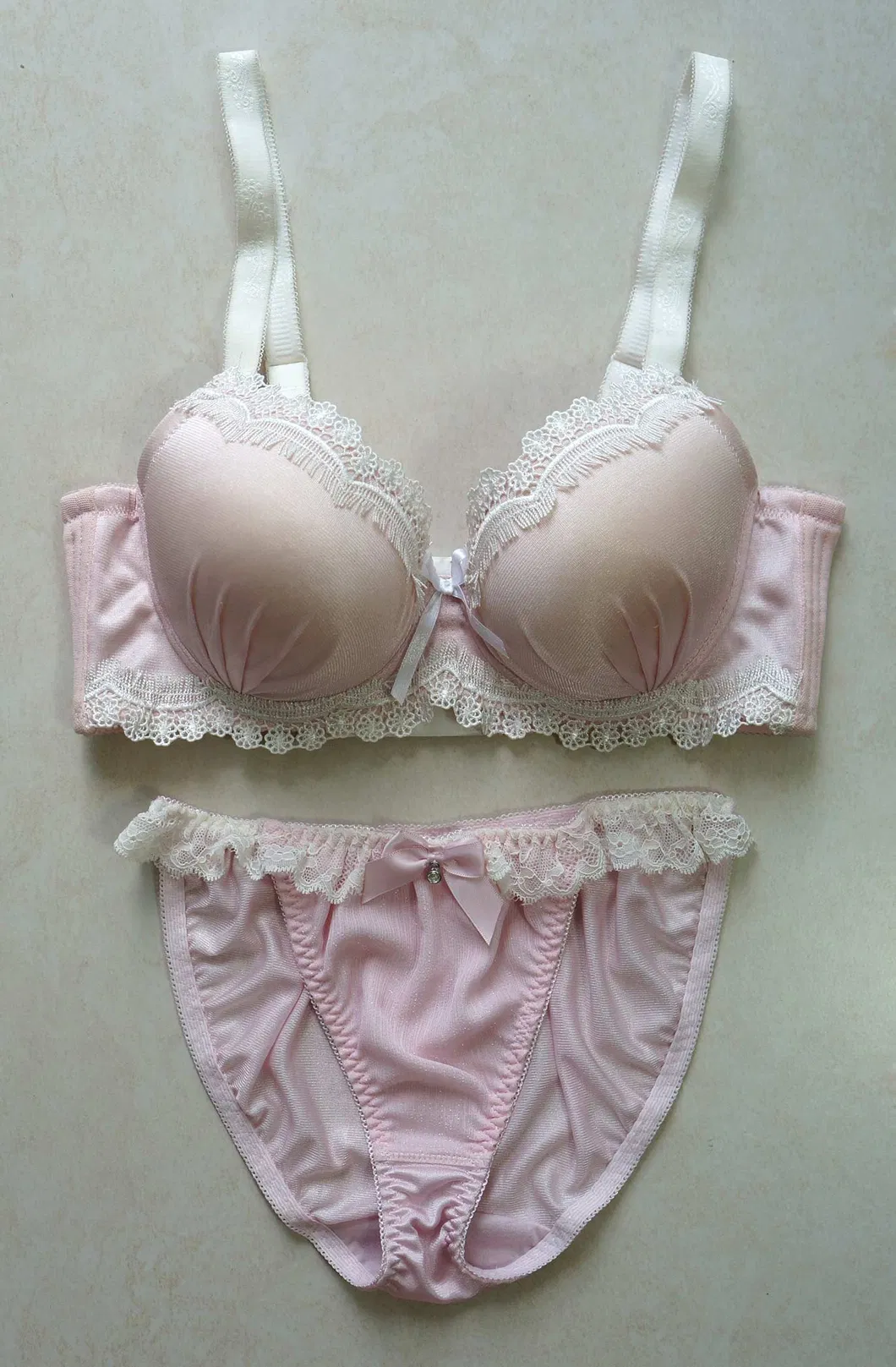 Underwear Set Color Contrast Satin Bra with Panty