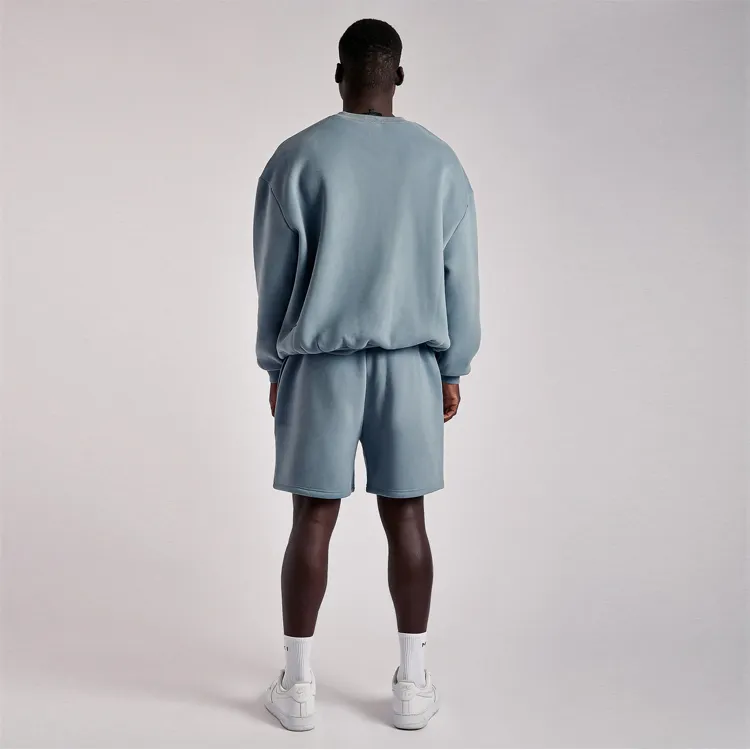 Unisex Sweat Suits Sets Long Sleeve Crewneck Sweatshirt Short Pants Couple Tracksuit