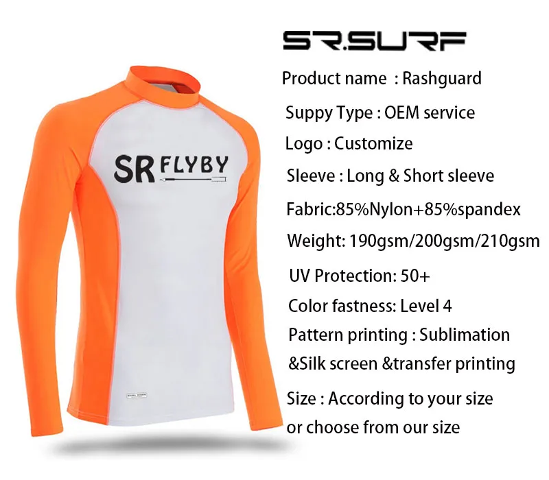 Upf 50 Long Sleeve Surfing Rushs Guard Men Anti UV Rashguards Seaside Shirt