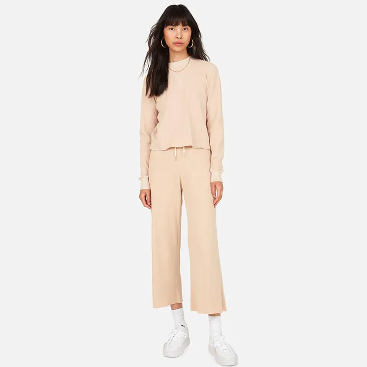 Waffle Women Cotton Pants Sustainable Women Wide Leg Pant Organic Cotton Sweatpants Waffle Cotton Pants Ladies Wide Leg Pants