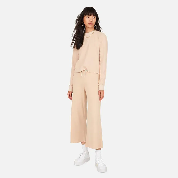 Waffle Women Cotton Pants Sustainable Women Wide Leg Pant Organic Cotton Sweatpants Waffle Cotton Pants Ladies Wide Leg Pants