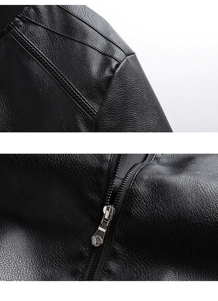 Wholesale Custom Men′s Winter Casual Plus Size Jacket Leather Waterproof Jackets PU Parka Coat