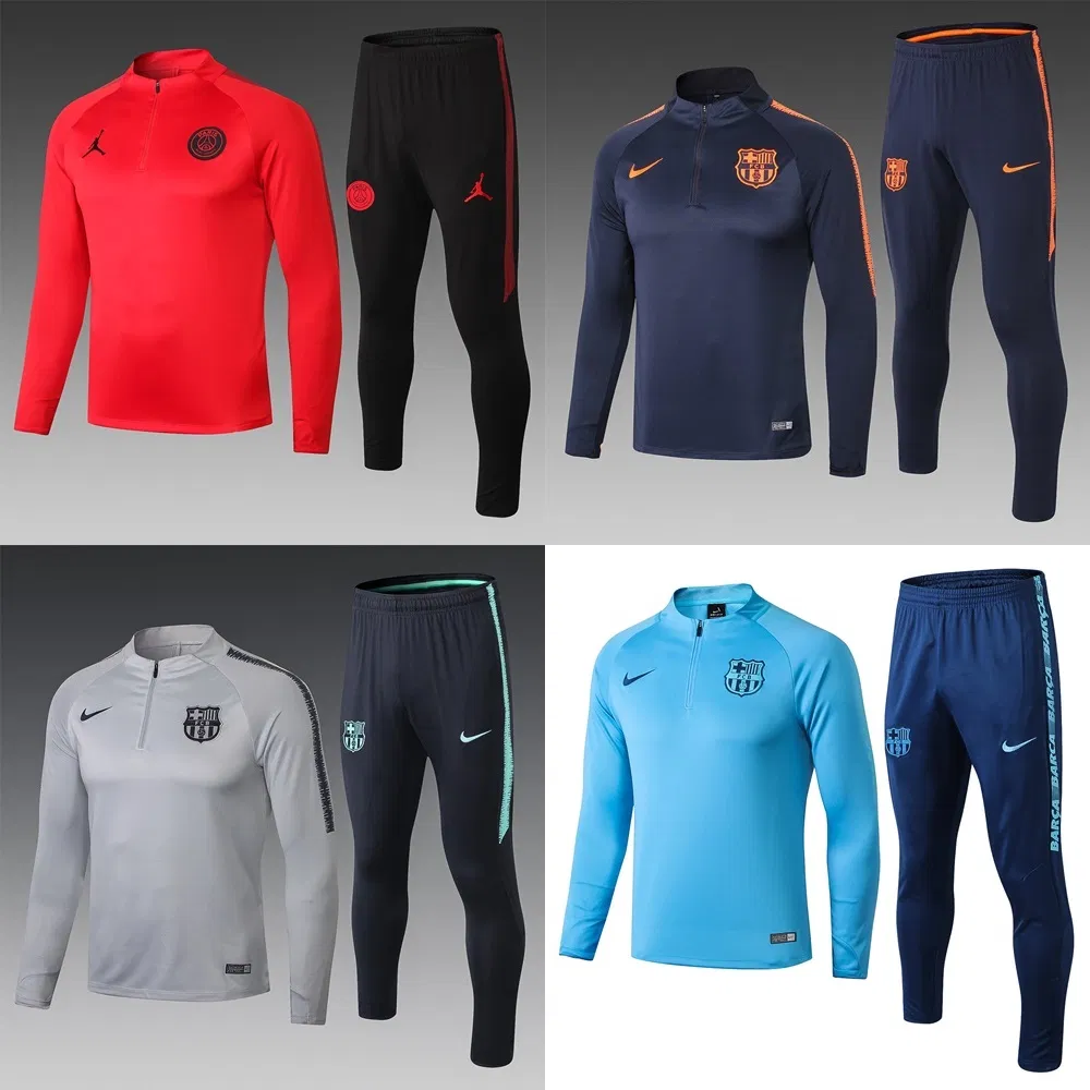 Wholesale Paris/FC Barcelona Long Sleeve Sweatshirts Tracksuit Men Women Youth Soccer Training Suits