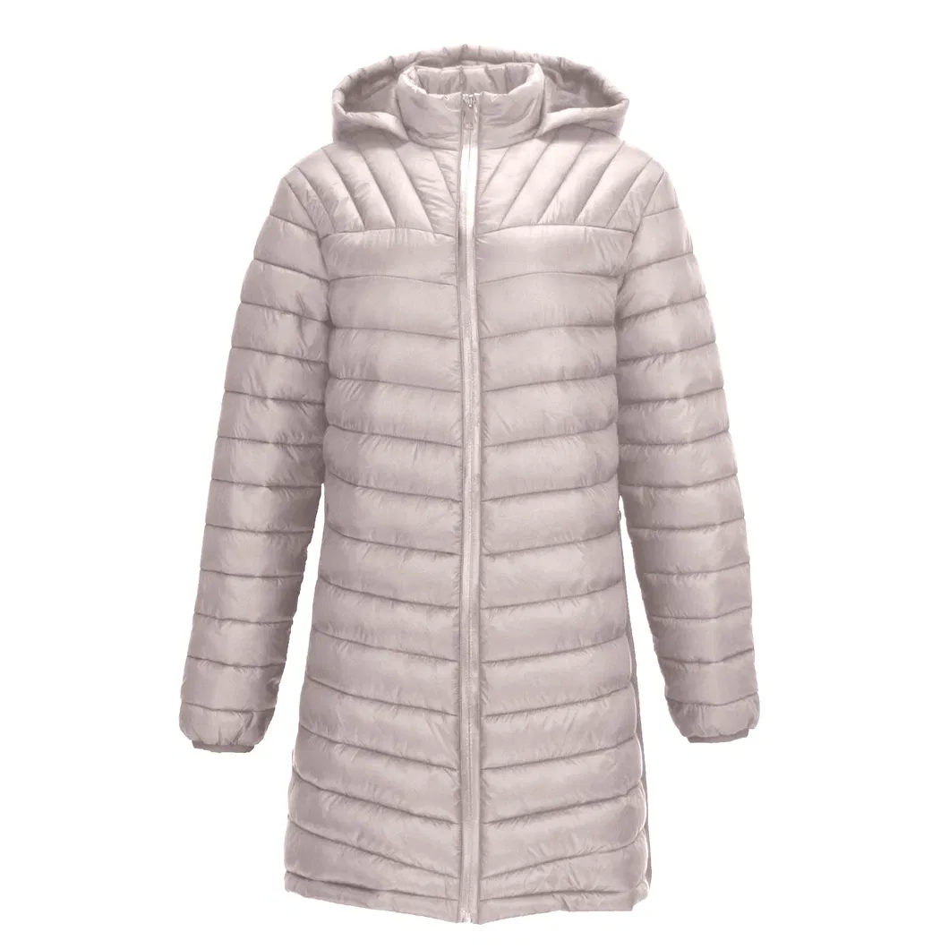 Wine Color Stand Colar Full-Front Zipper Women Long Jacket