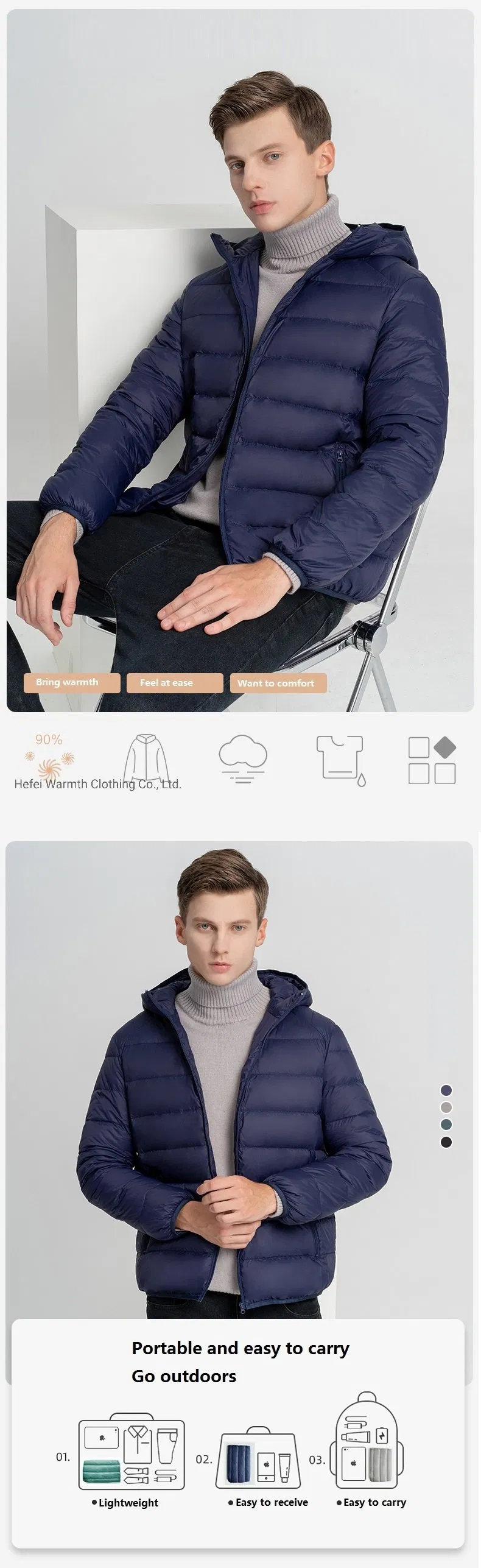 Winter Fashion Mens Down Puffer Jacket for Men&Women