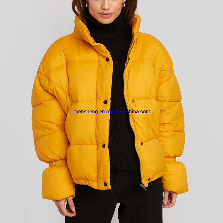 Winter Padded Warm Coat Button&Zipper Closure Jacket