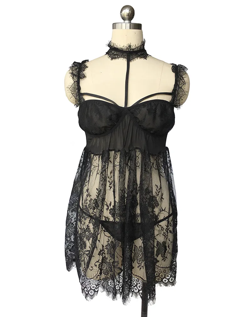 Women Big Plus Size Pajamas Nightwear Three Piece Lace Lingerie Wholesale