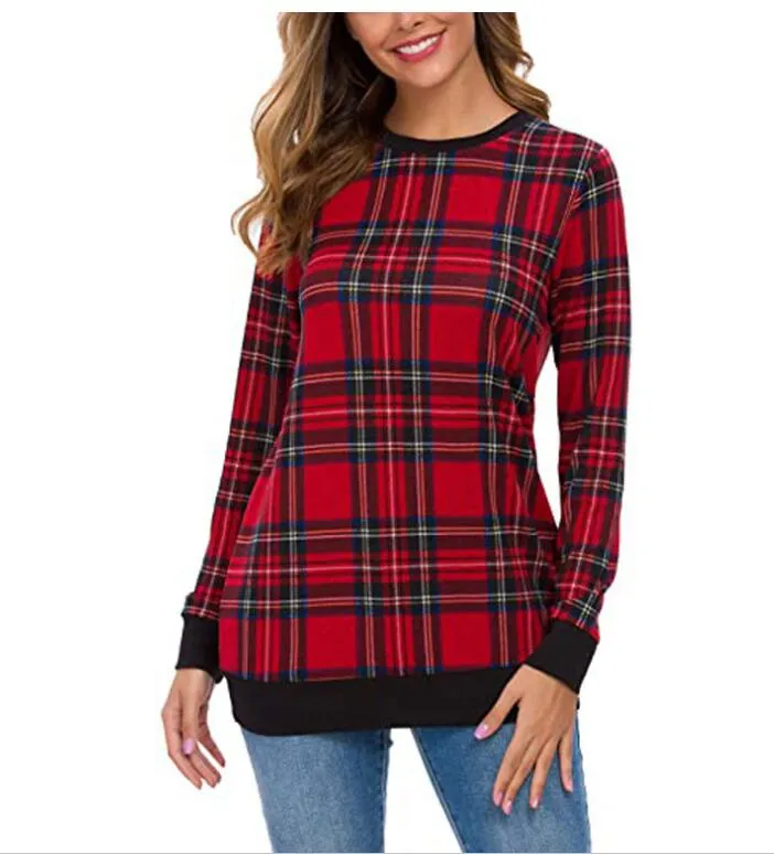 Women′s Personalised Monogrammed Buffalo Plaid Long Sleeve Shirt Knitted Long Sweater
