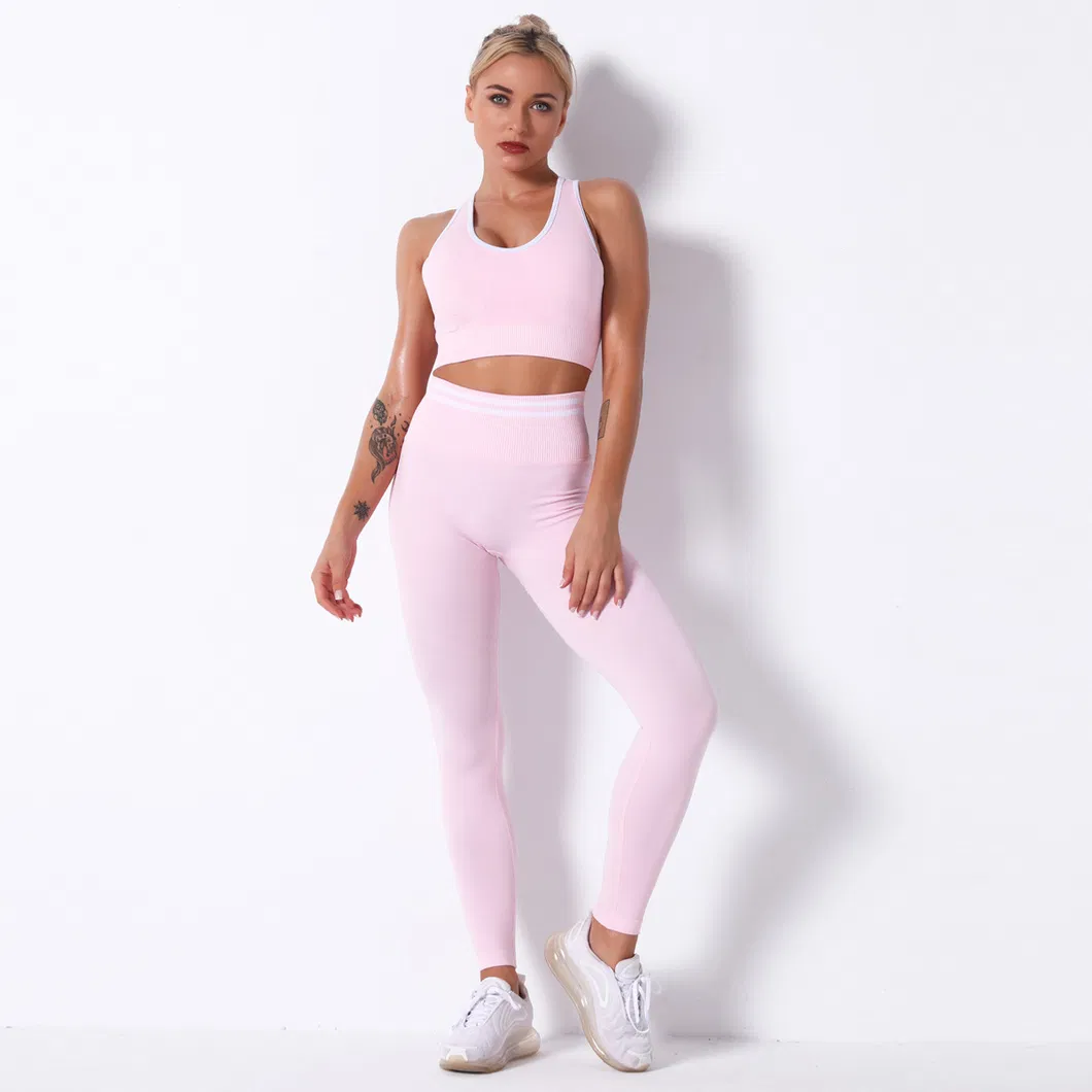 Women Seamless Yoga Sets Gym Sleeveless Workout Suits Sports Bras Padded Leggings Fitness for Ladies Tracksuits Wear