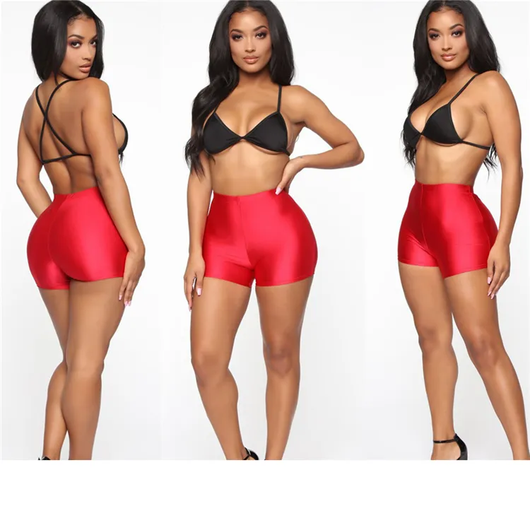 Women Solid Casual Comfortable Leggings Fitness Bike Soft Skinny Slim Stretchy Cotton Spandex Workout Short